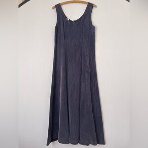 90s Slate Blue Sueded Rayon Maxi Sundress 8